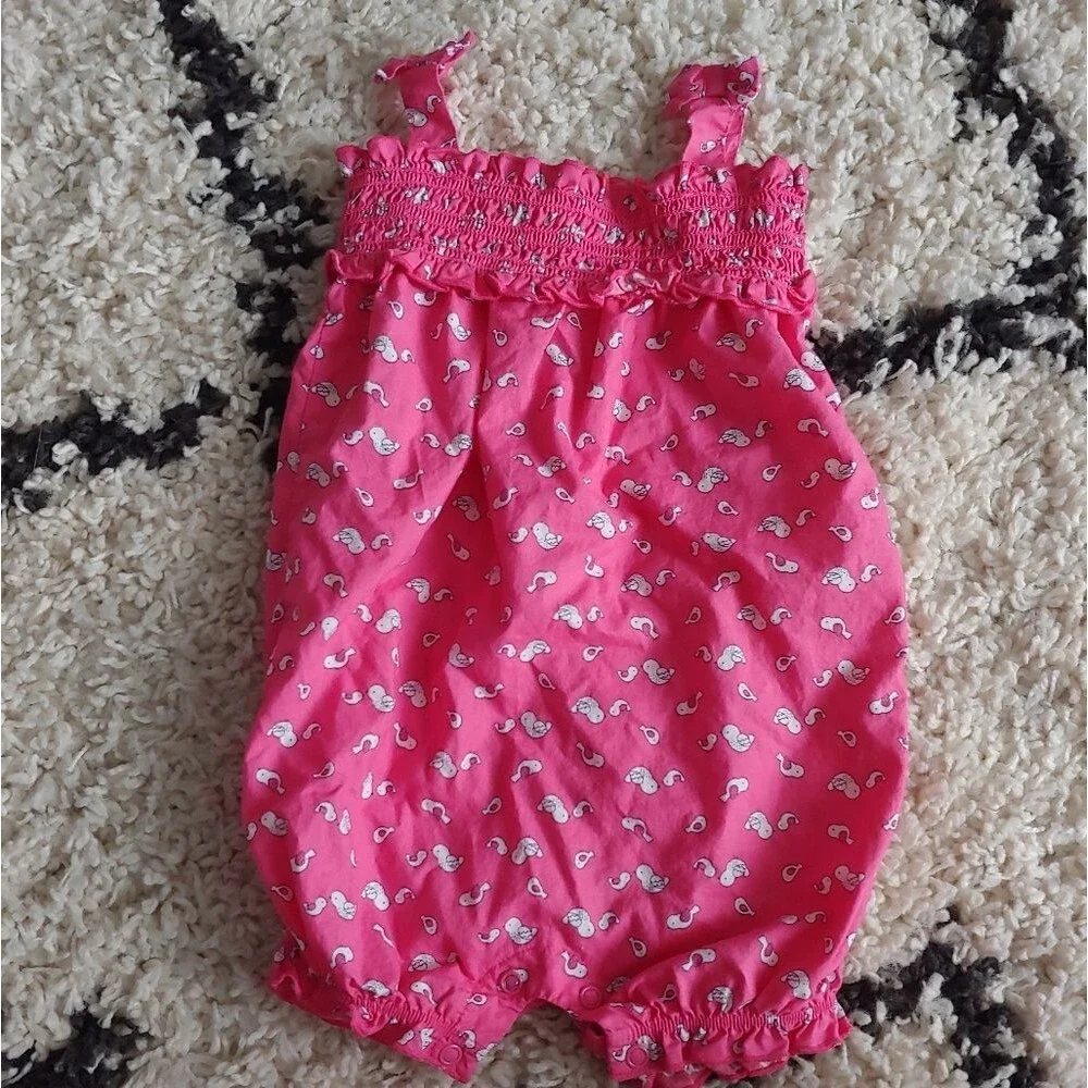 Carter's Pink Bird Romper size 12 months